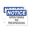 Signmission Open Tanks No Trespassing OSHA Notice Sign, Vinyl Decal, 10in W x 7in L, 2PK OS-2PACK-NS-D-710-L-17016 - alternate 1